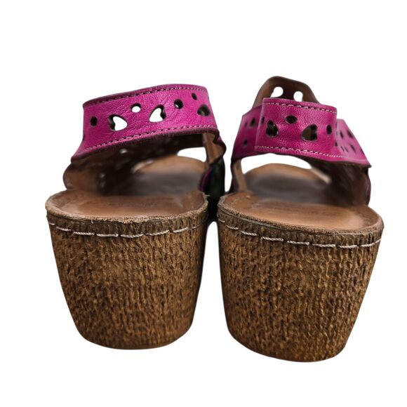 Karyoka Multicolor Cutout Wavy Colorblock Slingback Wedge Sandals 38 US 7.5 - 8 - Picture 12 of 14